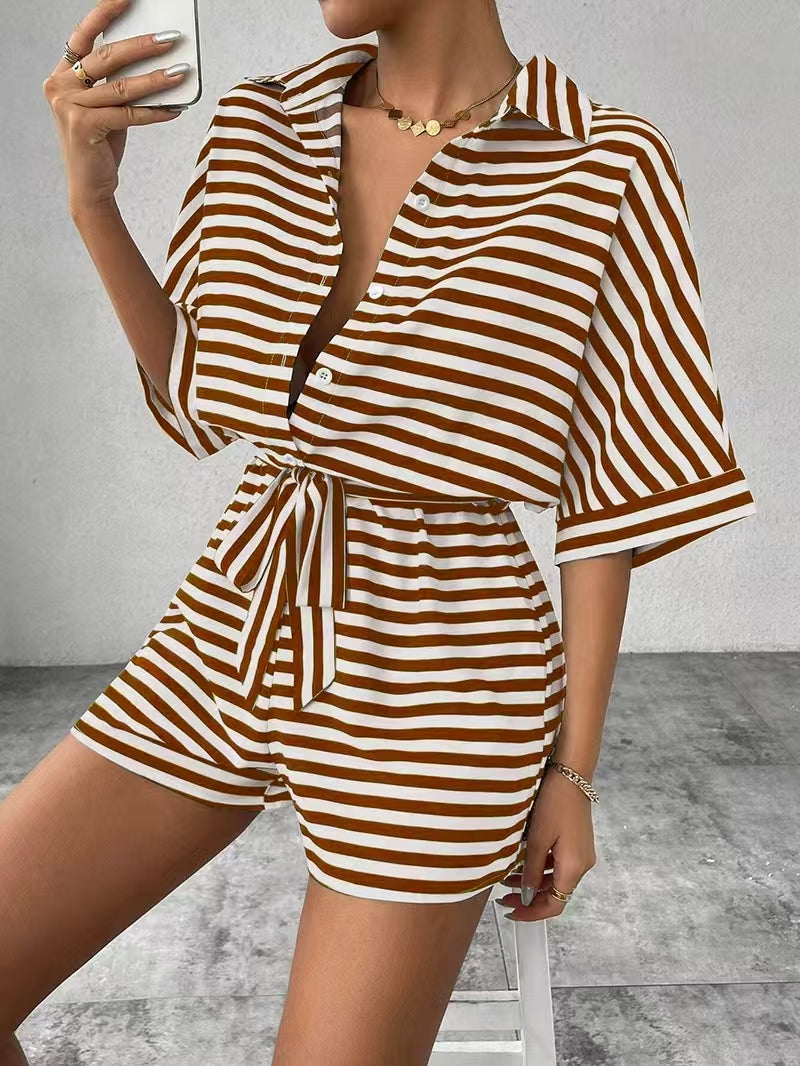 Mono Short de Rayas Estilo Cárdigan