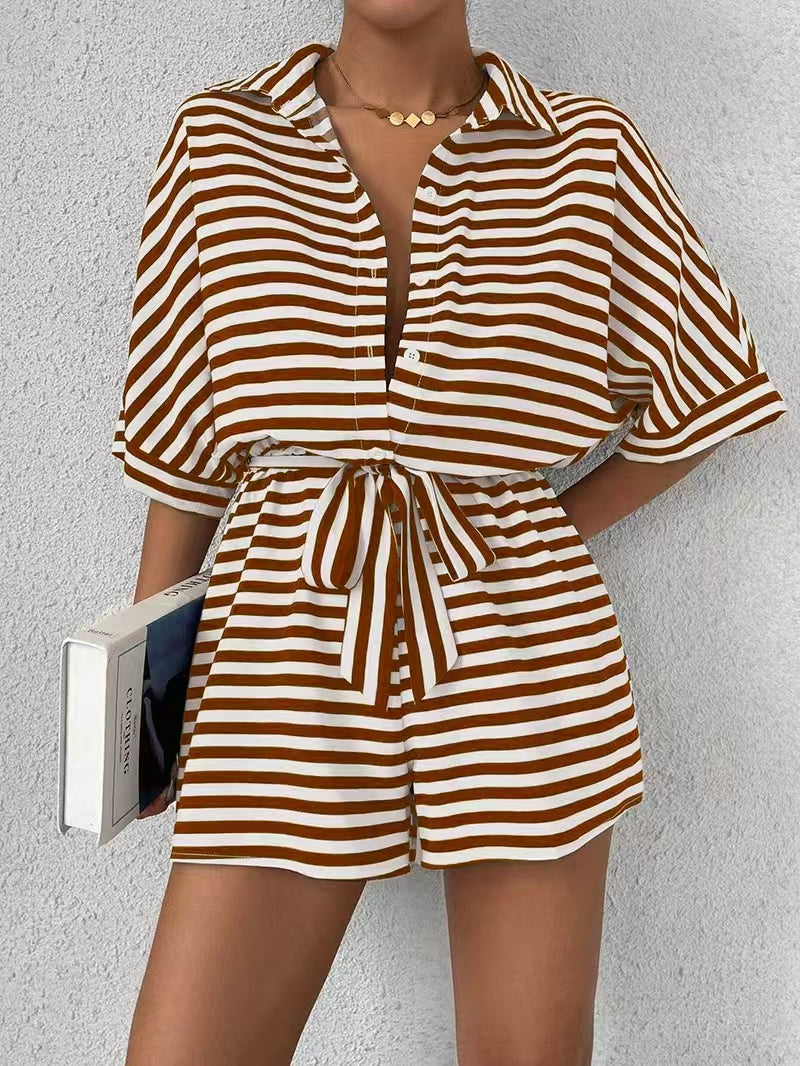 Mono Short de Rayas Estilo Cárdigan