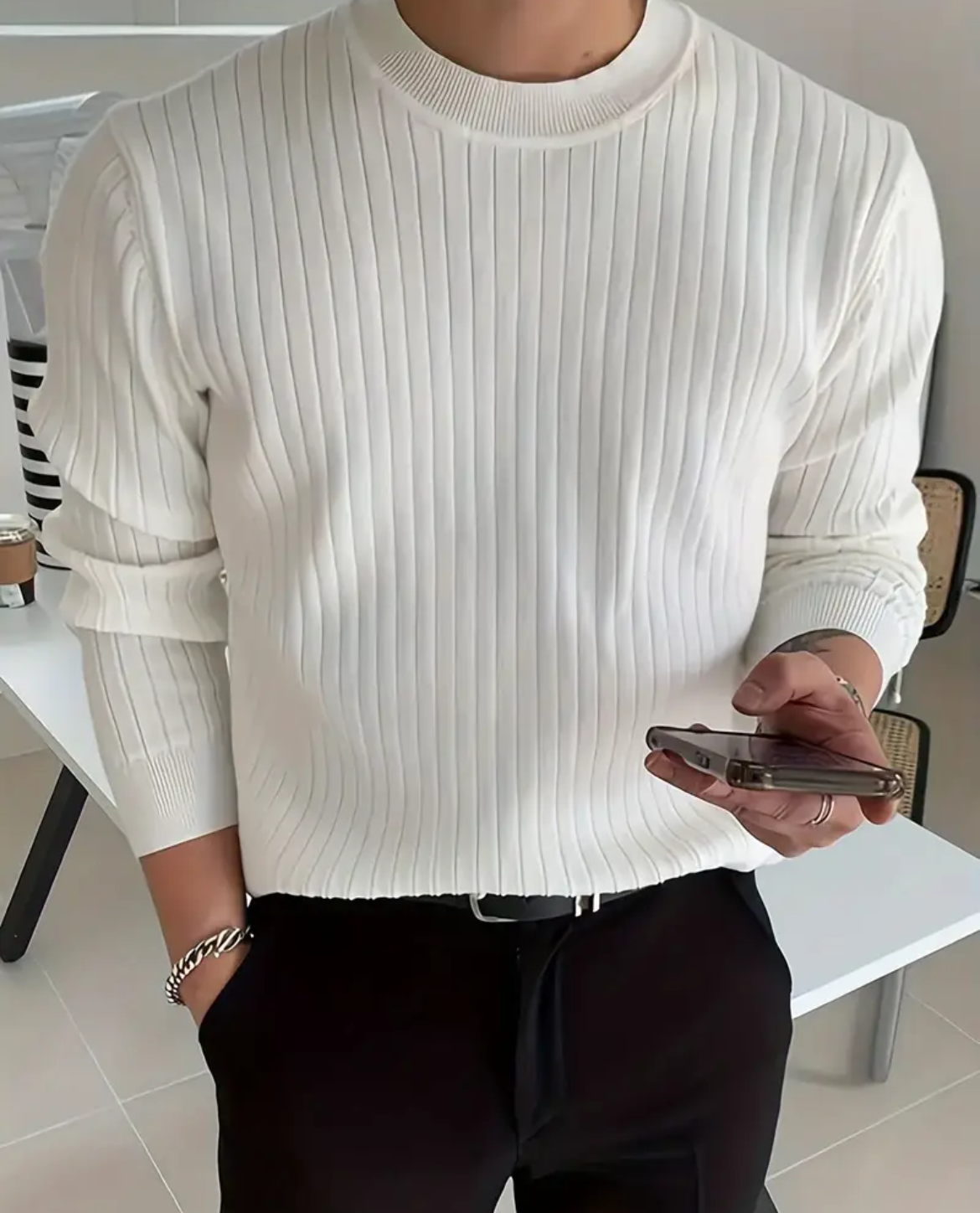 Jersey de Hombre | Cuello Redondo de Canalé