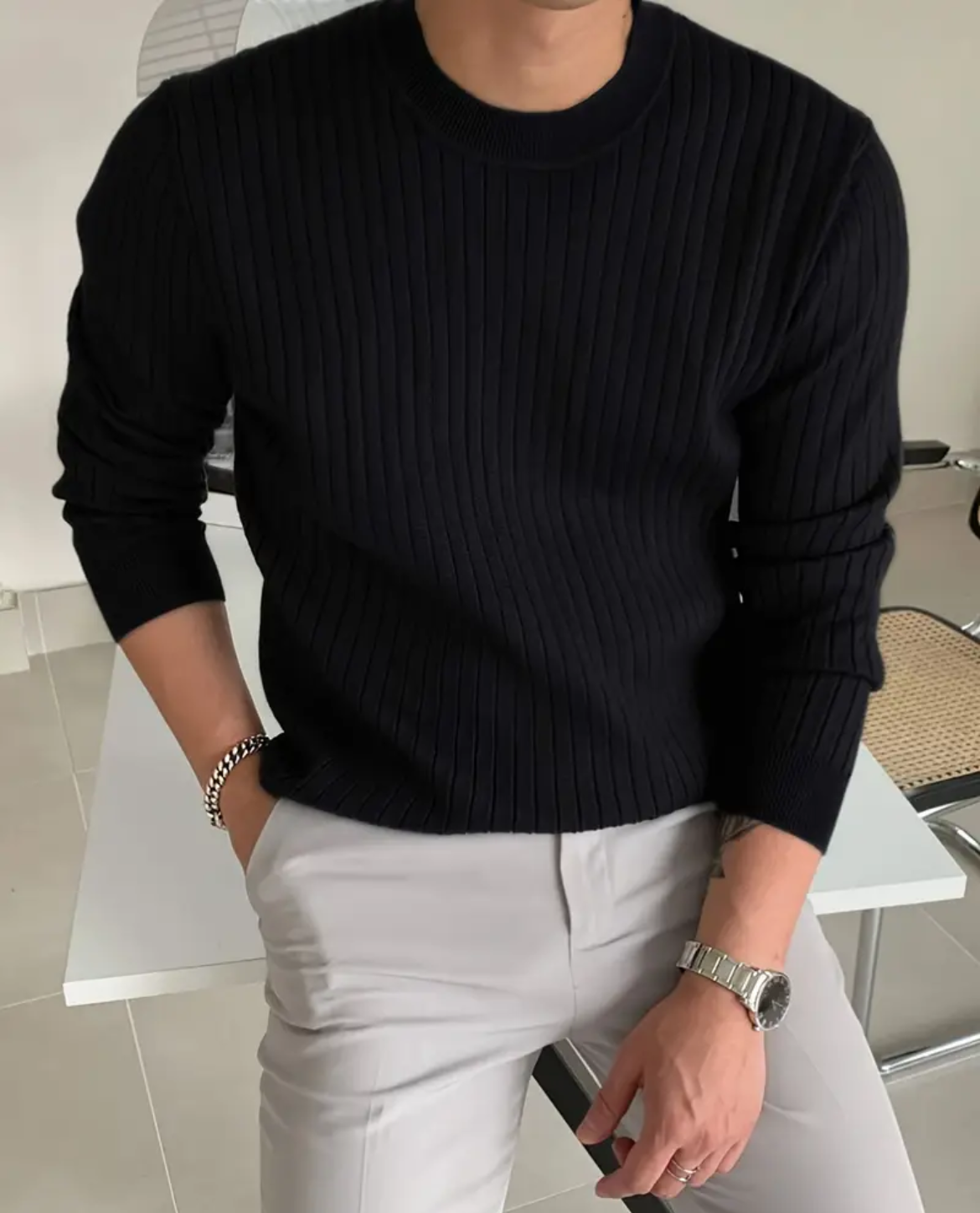 Jersey de Hombre | Cuello Redondo de Canalé