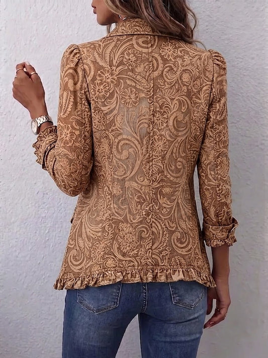 Chaqueta Floral Vintage con Volantes